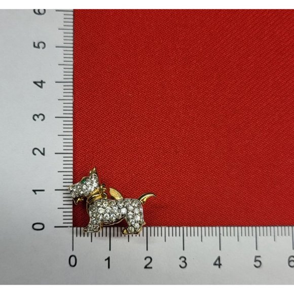 Swarovski Scotty Dog Pave Crystal Green Eye Scottish Terrier Pin Tie Tack Lapel - Picture 3 of 12